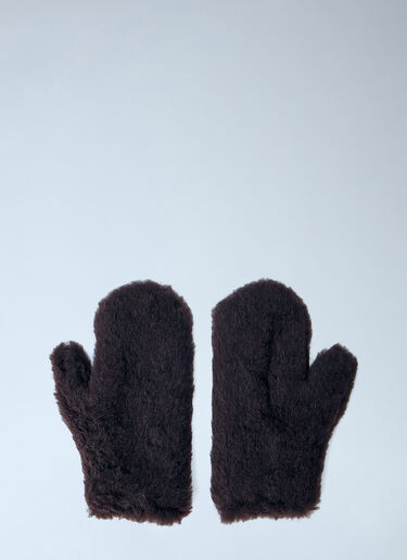 LN-CC® - Max Mara: Ombrato Teddy Fabric Mittens - Burgundy Max Mara Ombrato Teddy Fabric Mittens Burgundy max0266073