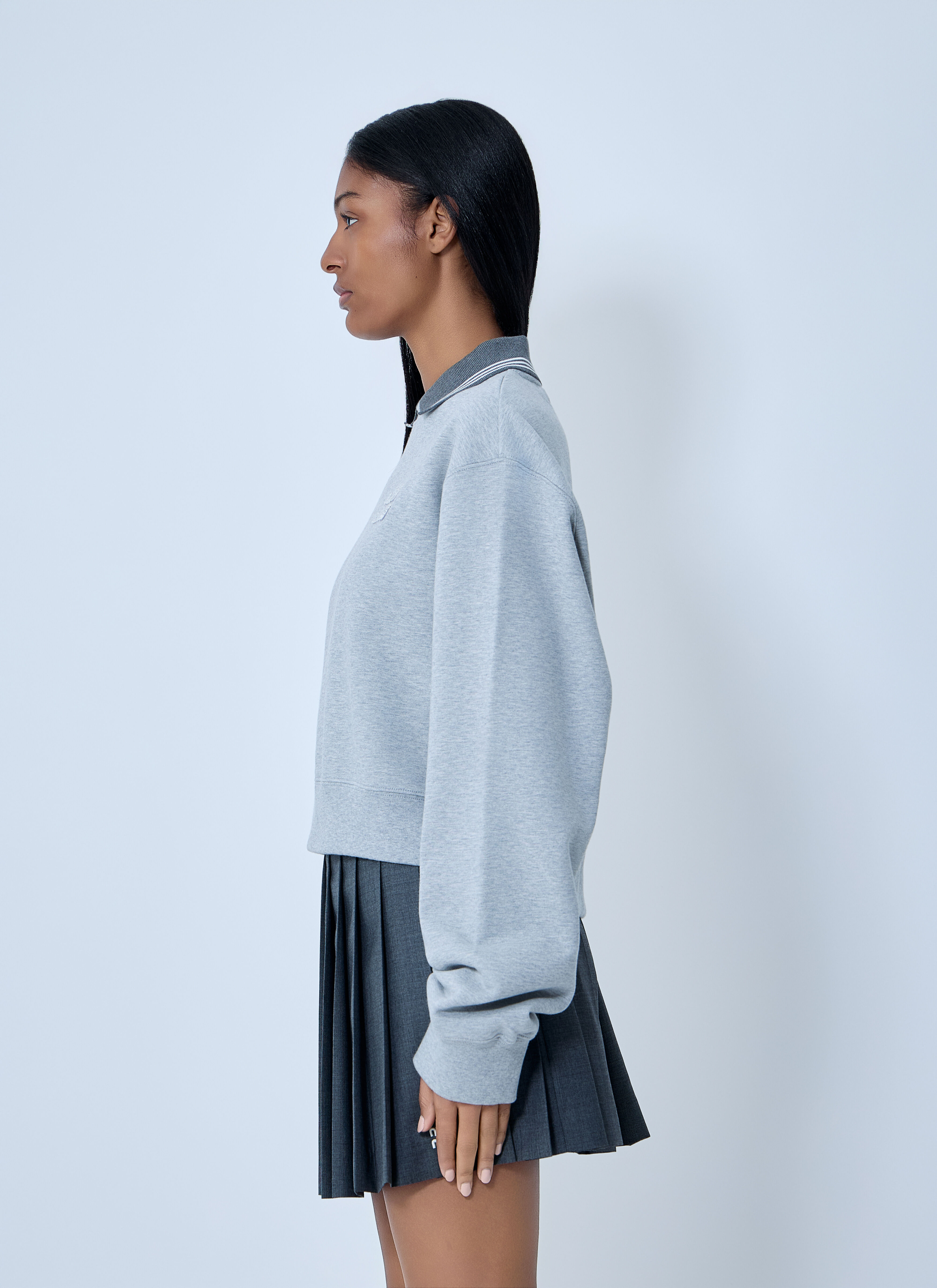 Miu Miu Women's' Logo Motif Fleece Sweatshirt in Grey | LN-CC®