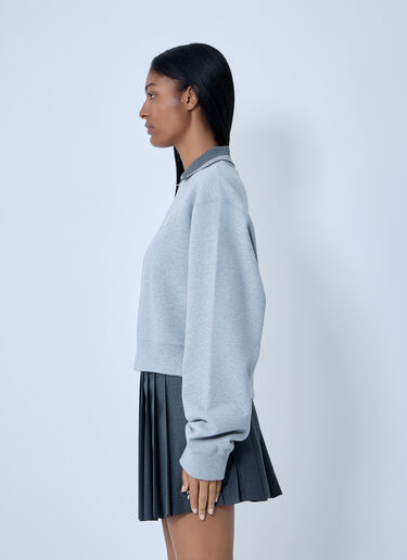 Logo Motif Fleece Sweatshirt Miu Miu Logo Motif Fleece Sweatshirt Grey miu0263005