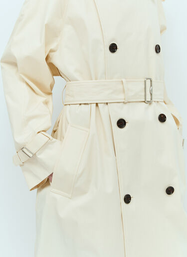 Burberry Long Gabardine Trench Coat Cream bur0255044