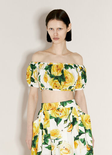 Dolce & Gabbana Bardot-Neck Crop Top Yellow dol0255015