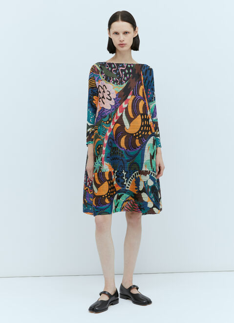 Pleats Please Issey Miyake Graphic Pleated Dress Black plp0254005