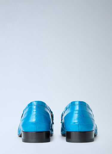 LN-CC® - Dries Van Noten: Croc-Embossed Leather Loafers - Blue Dries Van Noten Croc-Embossed Leather Loafers Blue dvn0264048