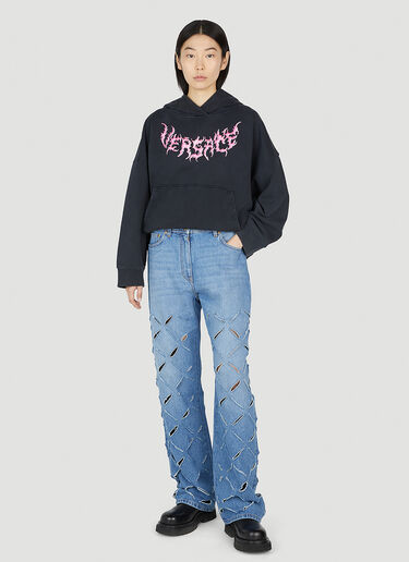 Versace 로고 프린트 후드 스웨트셔츠 블랙 vrs0252001