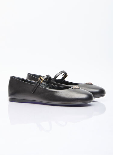 Prada Nappa Leather Ballerina Flats Black pra0256057