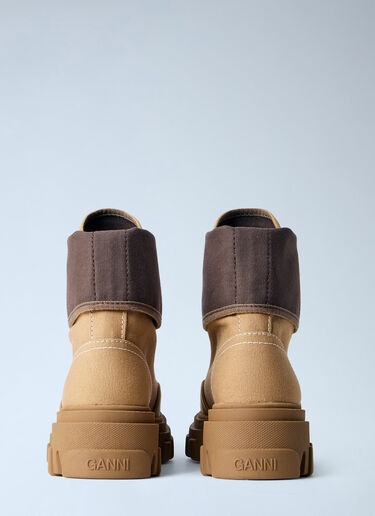 LN-CC® - GANNI: Cleated Canvas Trail Boots - Brown GANNI Cleated Canvas Trail Boots Brown gan0266017