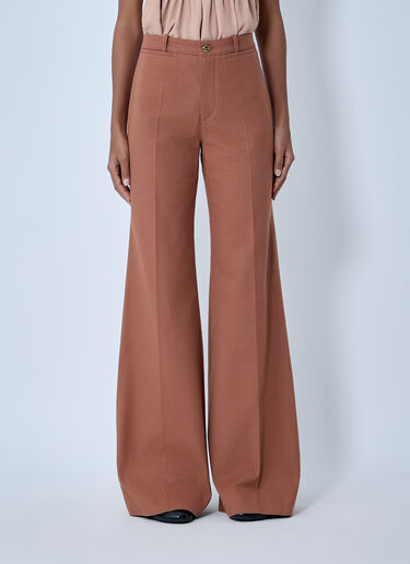 Flared Cotton Canvas Pants Chloé Flared Cotton Canvas Pants Brown chl0263029