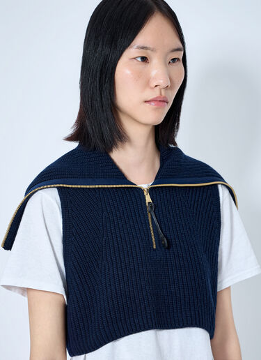 LN-CC® - Moncler: Zip-Front Knit Vest - Navy Moncler Zip-Front Knit Vest Navy mon0265093