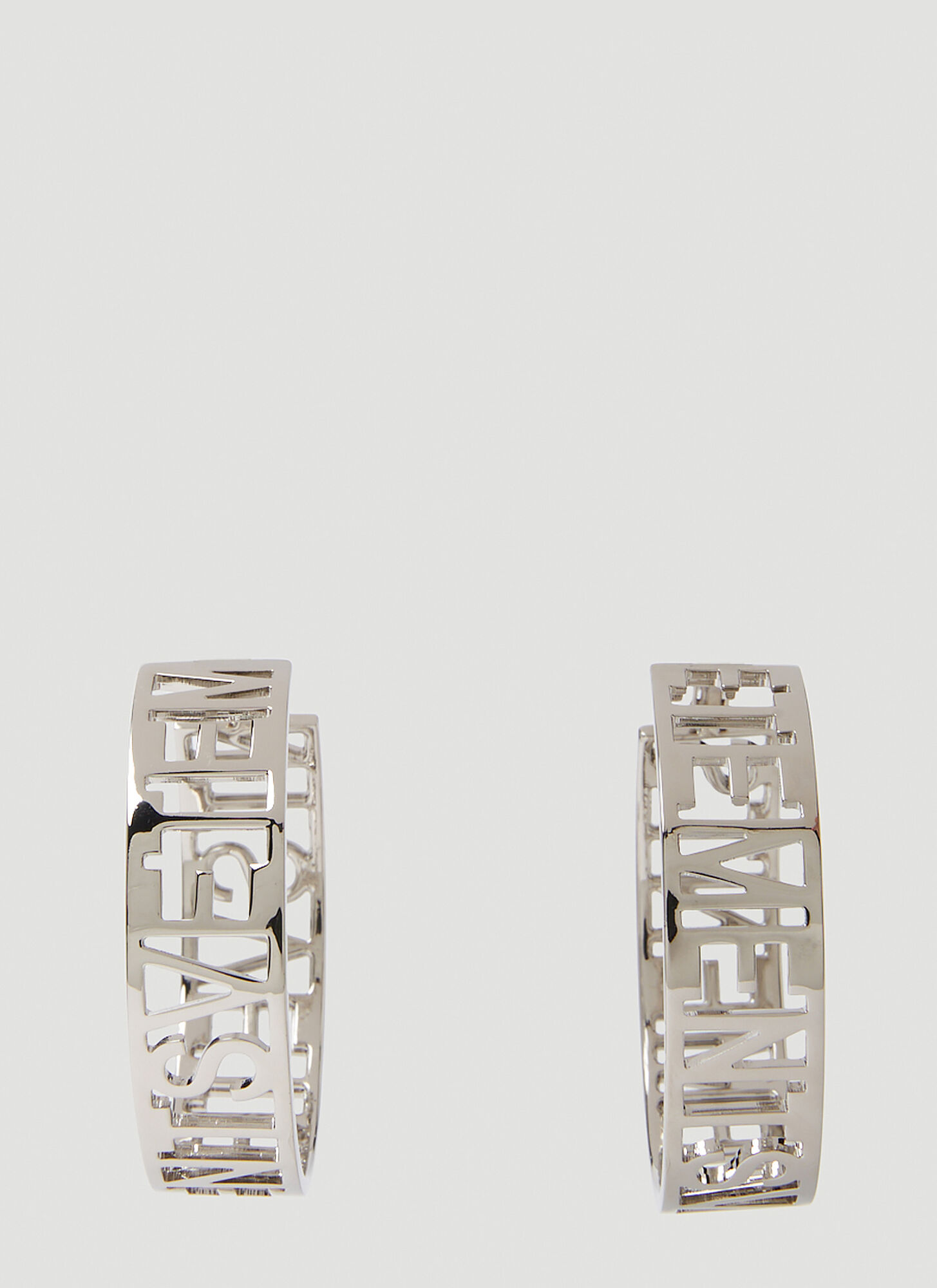 Shop Vetements Logo Hoop Earrings In Silver