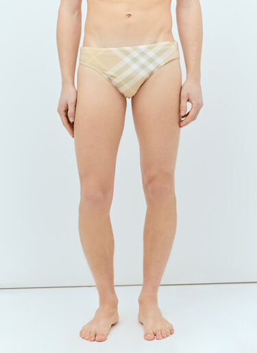 Burberry Check Swim Briefs Beige bur0155036