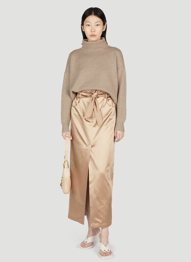 Max Mara 새틴 맥시 스커트 카멜 max0253037