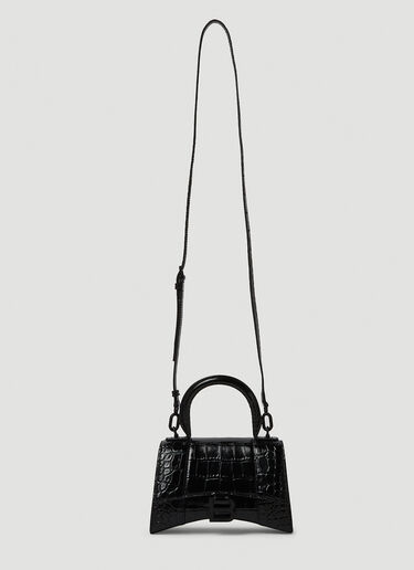 Balenciaga Hourglass Croc XS Small Handbag Black bal0249073