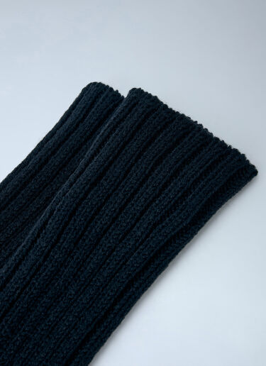 LN-CC® - Yohji Yamamoto: Long Ribbed Leather Gloves - Black Yohji Yamamoto Long Ribbed Leather Gloves Black yoy0263010