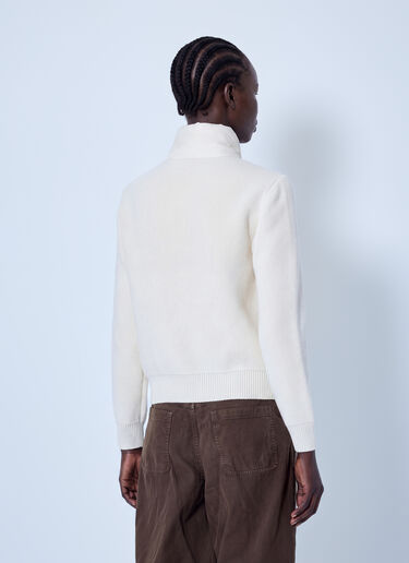 LN-CC® - Moncler: Wool & Cashmere Padded Zip-Up Cardigan - White Moncler Wool & Cashmere Padded Zip-Up Cardigan White mon0266005