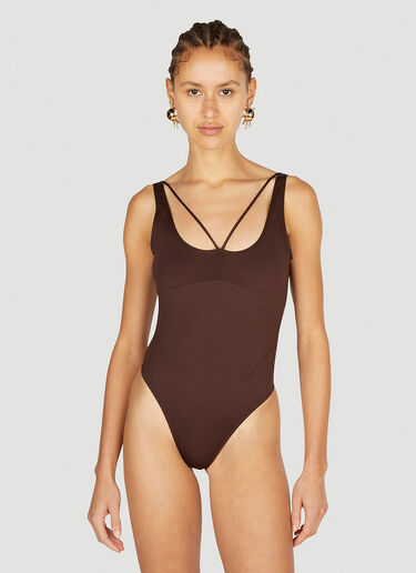 Jacquemus Le Maillot Signature Swimsuit Brown jac0251054