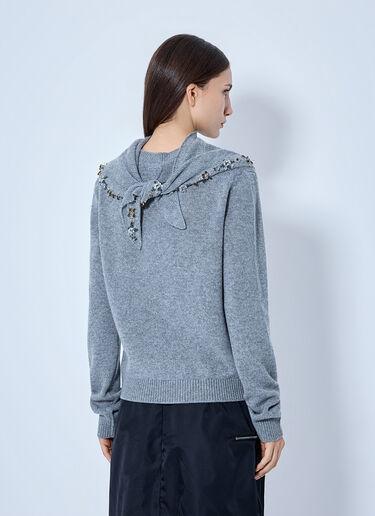 LN-CC® - Prada: Embroidered-Scarf Cashmere Sweater - Grey Prada Embroidered-Scarf Cashmere Sweater Grey pra0266001