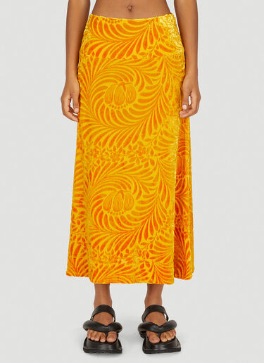 Jil Sander Floral Devoré Mid Length Skirt Orange jil0249047