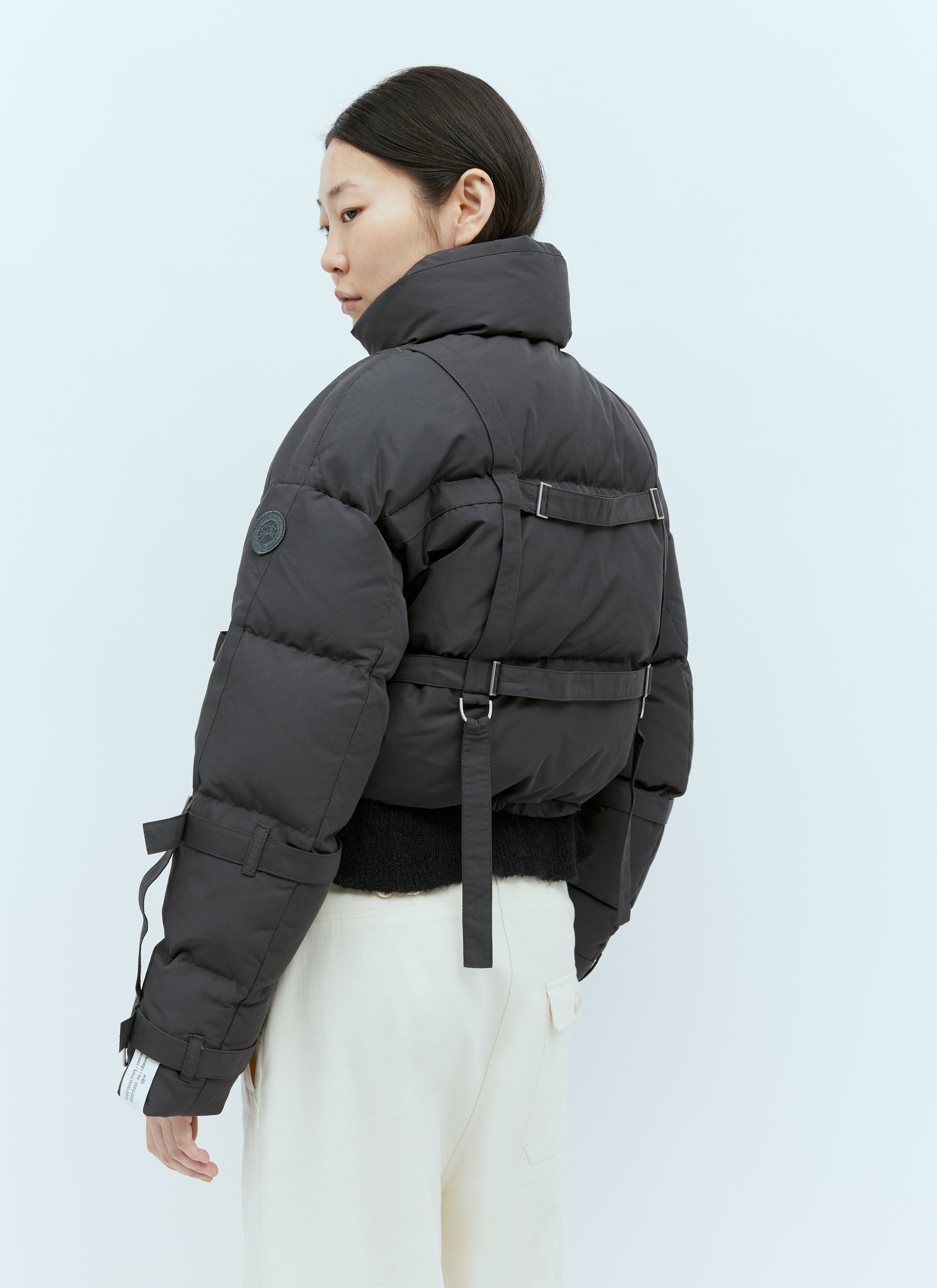 Canada Goose X Rokh Strap Cropped Puffer Down Jacket in Grey LN CC