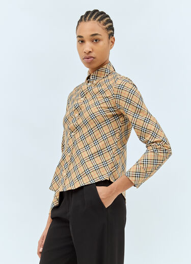 Burberry Check Cotton Shirt Beige bur0258001