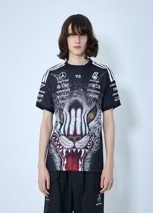 Y-3 MERCEDES Graphic Print Logo T-Shirt Black yyy0364073