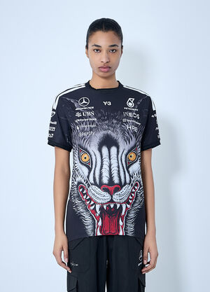 Y-3 MERCEDES Graphic Print Logo T-Shirt Black yyy0364073