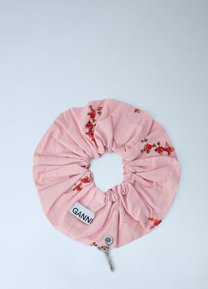 GANNI Scrunchie Printed Cotton Pink gan0265045