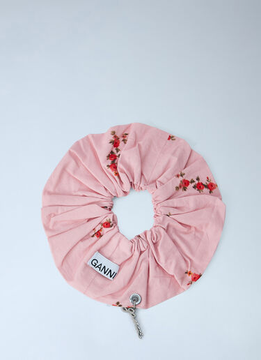 GANNI Scrunchie Printed Cotton Pink gan0265045