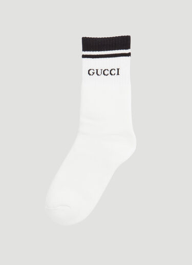 Gucci Logo Striped Socks White guc0131084