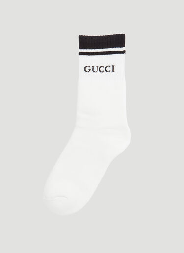 Gucci Gucci Logo Striped Socks White guc0131084