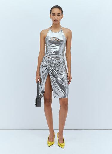 Diesel O-Melt Draped Midi Skirt Silver dsl0253008