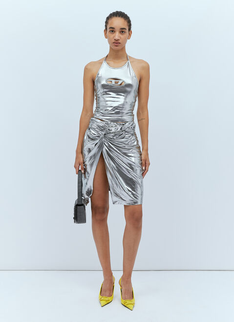 Saint Laurent O-Melt Draped Midi Skirt Black sla0254014
