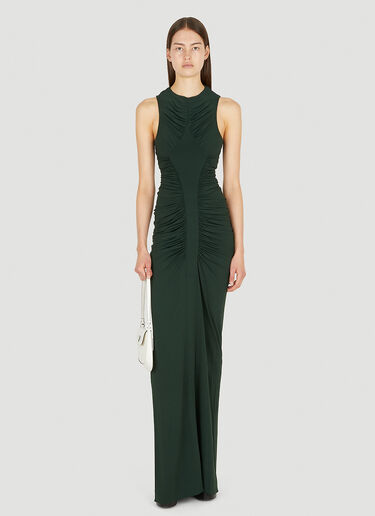 Saint Laurent Ruched Jersey Dress Dark Green sla0250005
