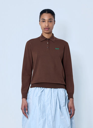 Prada Silk Polo Shirt Brown pra0264006