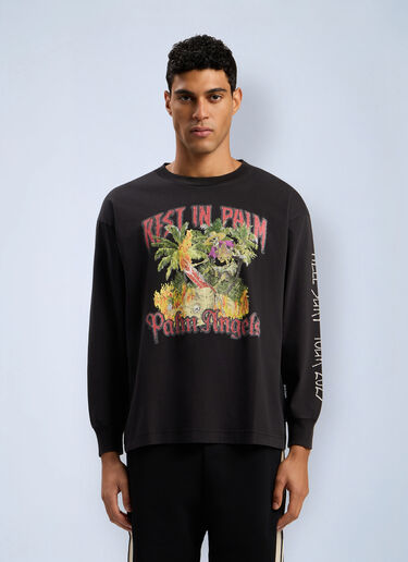 Rest In Palm Long Sleeve T-Shirt Palm Angels Rest In Palm Long Sleeve T-Shirt Black pma0162105