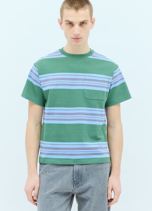 Brain Dead Baker Striped Pocket T-Shirt Green bra0154006