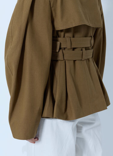 LN-CC® - GANNI: Workwear Canvas Short Peplum Jacket - Khaki GANNI Workwear Canvas Short Peplum Jacket Khaki gan0265016