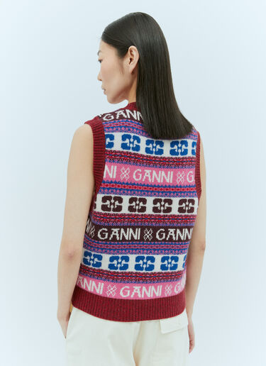 GANNI 徽标提花背心 红色 gan0255029