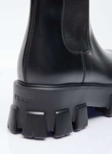 Prada Monolith Brushed Leather Boots Black pra0254021