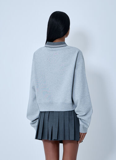 Logo Motif Fleece Sweatshirt Miu Miu Logo Motif Fleece Sweatshirt Grey miu0263005