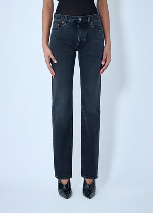 Saint Laurent Straight High Rise Jeans Black sla0263022