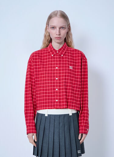 Miu Miu Checkered Button-Down Shirt Red miu0266061