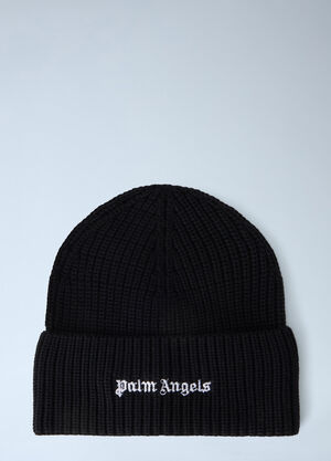 Palm Angels Classic Logo Ribbed Beanie Black pma0164027