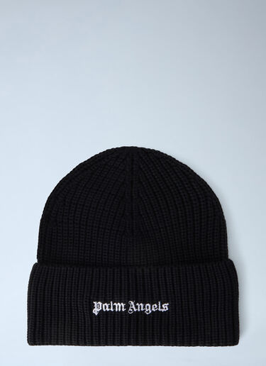 Palm Angels Classic Logo Ribbed Beanie Black pma0164027