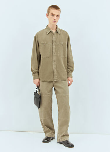Lemaire Denim Shirt With Snaps Khaki lem0158008