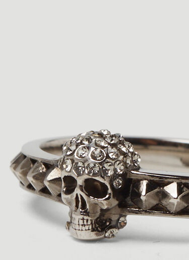 Alexander McQueen Pave Skull Thin Ring Silver amq0249092