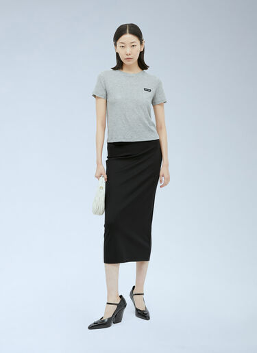 Miu Miu Logo Patch T-Shirt Grey miu0255007