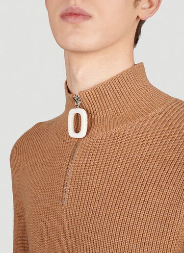 JW Anderson Half Zip Knit Sweater Brown jwa0154012