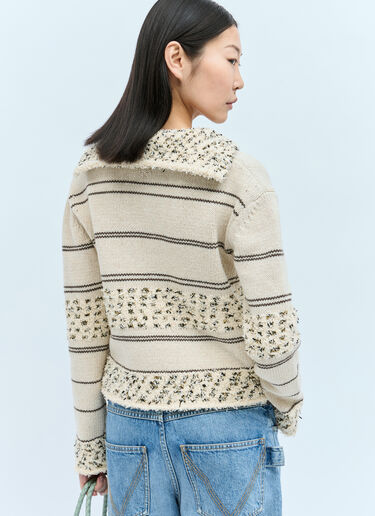 Bottega Veneta Panelled Textured Sweater Cream bov0257011