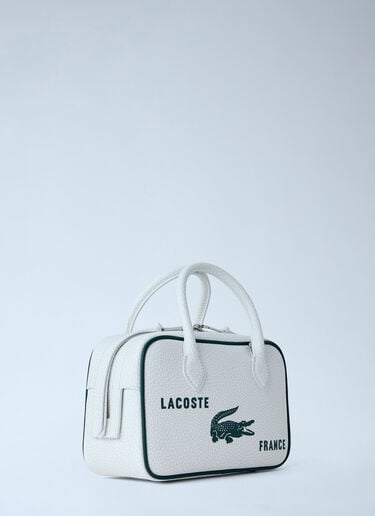 Lacoste Runway Small Printed Leather Gym Bag White lac0364002