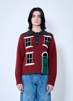 JW Anderson House' Intarsia Polo Sweater Red jwa0259002
